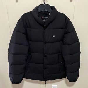 Calvin Klein Men’s Black Puffer Jacket with Snap Front